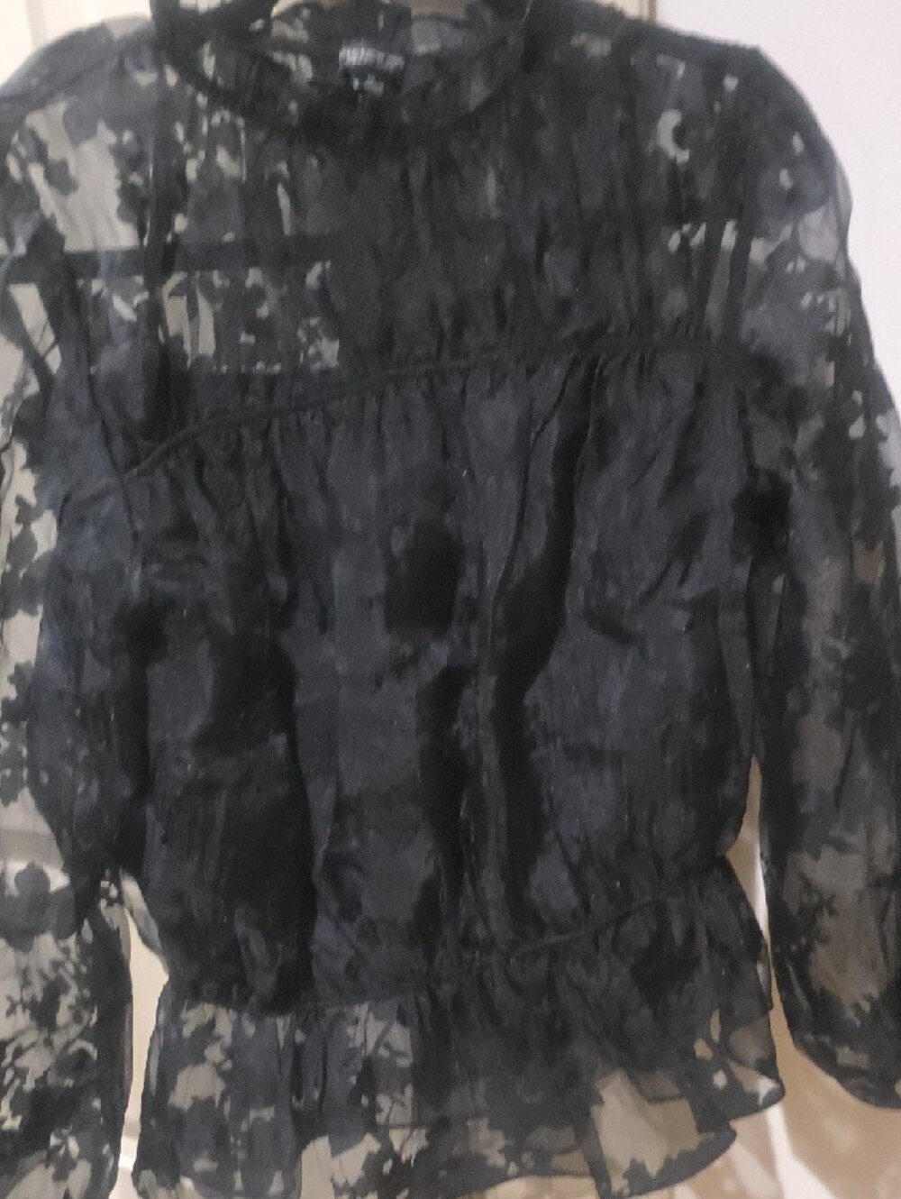 Marc New York Black Sheer Ruffled Blouse - Picture 2 of 6